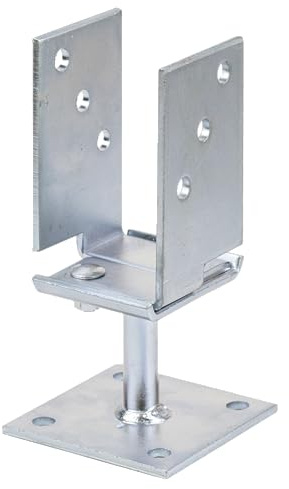 Alberts 214500 U-Pfostenträger | breitenverstellbar und zum Aufschrauben | galvanisch verzinkt, dickschichtpassiviert | Breite 71 - 131 mm