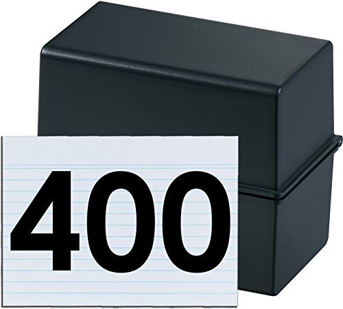 HAN Karteibox DIN A6 quer, Innovatives, attraktives Design für max. 400 Karten mit Stahlscharnier (s (A6, schwarz + 400 Karten)