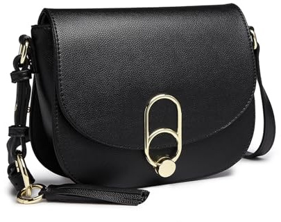 Miss Lulu Handtasche Damen Klein, Umhängetasche aus Weichem PU-Leder mit Verstellbarem Gurt, 22 cm Kleine Crossbody Bag für Alltag, Stadt, Shopping & Reisen (Schwarz)