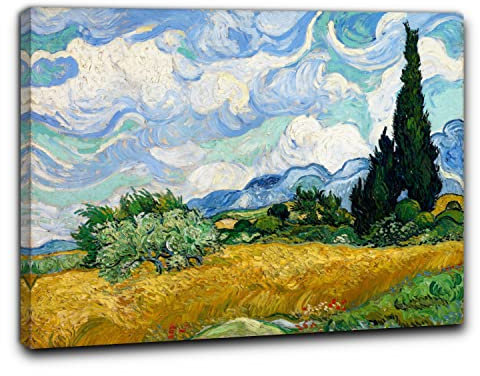Niik Quadro + Telaio (BC) campo di grano con cipressi di vincent van gogh 60 x 47 x 1,7 cm falso d'autore stampa su tela