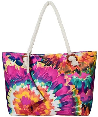 DonDon Grande borsa da spiaggia idrorepellente con cerniera Borsa a tracolla Shopper Acquerello di fiori d'epoca
