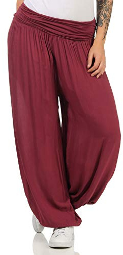 ZARMEXX Damen Haremshose Pumphose Aladinhose Pluderhose Yoga Freizeithose Sommerhose (Bordeaux, 36-42)