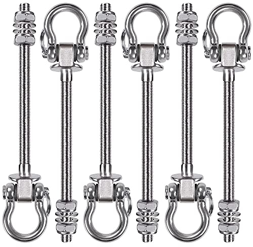 SELEWARE Lot de 6 Support de balançoire Robuste, 235 mm, Crochets de balançoire pour Chaise de hamac de Yoga à Poutre en Bois et en Acier, Sac de Frappe