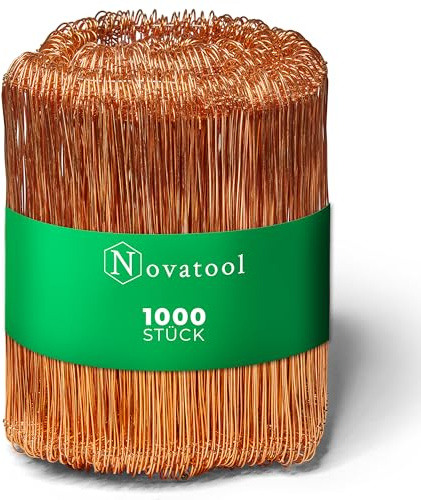 Novatool Drahtsackverschluss 1000 Stück | 1,0 x 180mm Verkupfert | Rödeldraht Verschlussdraht Bindedraht Sackverschlüss