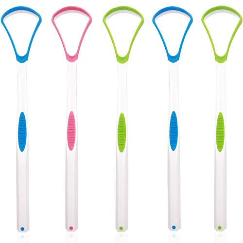 5 Pièces Langue Nettoyant ZSWQ-Gratte Langue Langue Brosse Plastique Brosse-langue Nettoyant et raclettes Brosse de nettoyage pour Famille Hygiène Buccale(3 Couleurs)
