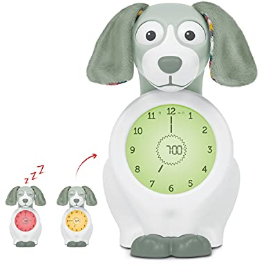 ZAZU Kids Davy Dog - Despertador Educativo y Entrenador del sueño para niños, Despertador LED Infantil, sueño Inteligente y Despertar, niñas y niños (Verde)