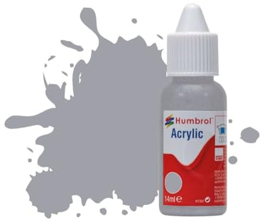 Humbrol No.64 Light Grey - Matt Acrylic Paint 14ml DB0064 | Matt (14ml), Acrylic Paints for Models, Plastic, Metal, Wood, Glass, Ceramics and More, Touch Up Coat