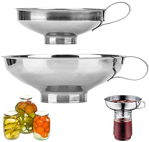 Trichter Marmelade Große 2 Stück Einmachtrichter Konischer Trichter Edelstahl Einmachtrichter Trichter Set Weithals Edelstahl Trichter Filter Einmachtrichter Set für Gläser Flüssigkeit Öl Marmelade
