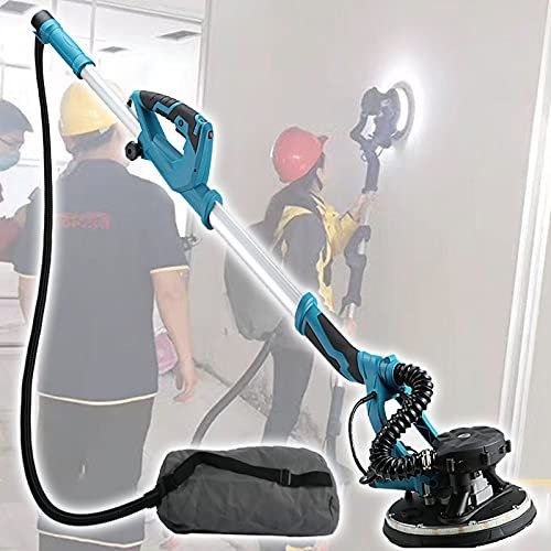 Lijadora Pared Techo,Eléctrica Pulidora,1800 W De Alta Potencia,Mango Extensible,5 Velocidades Ajustables,con Luz Led Y Bolsa De Vacío,Ideal para Lijar Techos Y Paredes,220V