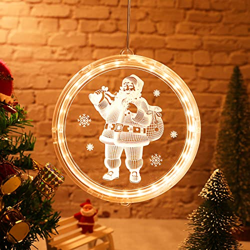 Bseical Weihnachtsbeleuchtung Innen Fenster LED Warmweiß, Weihnachtsbaum Lichterkette Batterie Kabellos Weihnachtsdeko, Weihnachtsbaumschmuck Weihnachten Weihnachtsgeschenke (24cm, Weihnachtsmann)