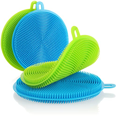 com-four® 4x Spülschwamm - Kunststoff-Schwamm für Haushalt und Körper - Putzschwamm aus weichem Kunststoff - Reinigungsschwamm, Gummischwamm