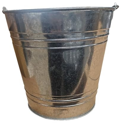 9L 9 Litre Galvanised Metal Bucket with Handle for Indoor and Outdoor Use - Cleaning, Gardening, Coal Ash, Farming and Industrial Pail (1 Bucket)