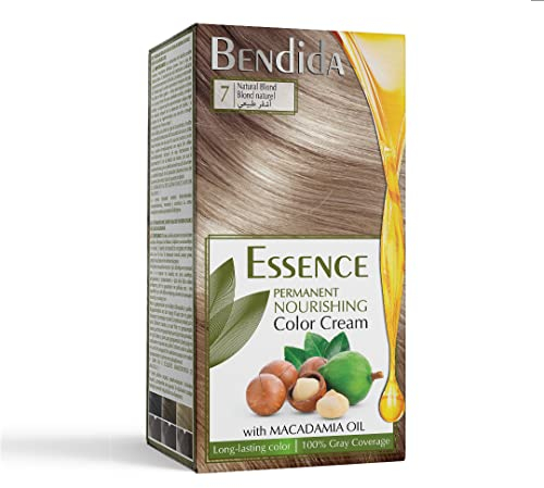 Bendida Permanente Haarfarbe 120 ml mit Macadamia-Öl und 6% Oxidationsmittel | 100% Grauhaarabdeckung & langanhaltender Glanz | Set mit Vor-Serum, Farbcreme & Fixier-Conditioner (7 Naturblond)
