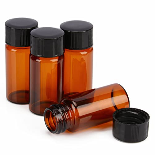 stonylab Braune Glas-Probenfläschchen mit Schraubdeckel, Bernsteinfarbene Flüssigkeitsprobenflasche Reagenzflasche, Fassungsvermögen 10 ml, Packung mit 40