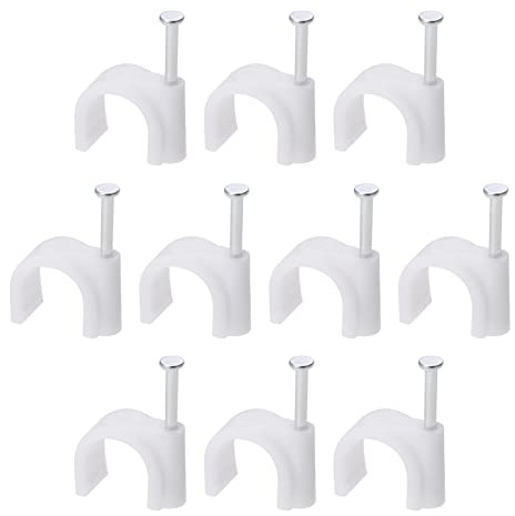 Rebower PE Cable Clip Nail Space Saving Clamp, [for Wire, Cable, Rope] - 12mm/White/100 Pcs