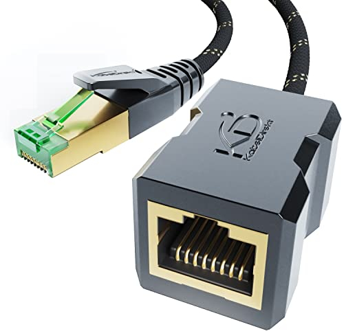 Ethernet extension cable with break-proof design and braiding – 1,5m (CAT 7 male to female Ethernet cable, extends network cables with full transfer speed – 10Gbit/s, SF/FTP shielding) – CableDirect