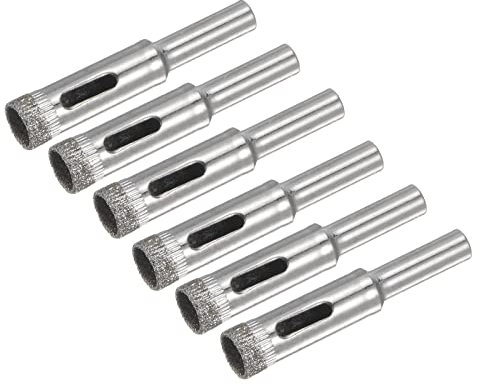 QUARKZMAN 10mm Diamante Trapano Punte x 6pz Seghettato Empio Nucleo Foro Sega Vetro Piastrella Apri per Ceramica Porcellana Marmo, [Argento Tono]