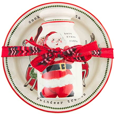 Mud Pie Vintage Milk And Cookie Set; plate 6 1/2 dia | jug 5 x 2 1/2 dia