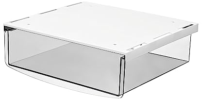 TUKA Unterschreibtisch-Schubladen 24x21x8cm, Selbstklebende Schubladen, Versteckte Unterbauschublade Aufbewahrungsbox unter Schreibtisch, Utensilien Stiftebox Transparent TKD8605-1X