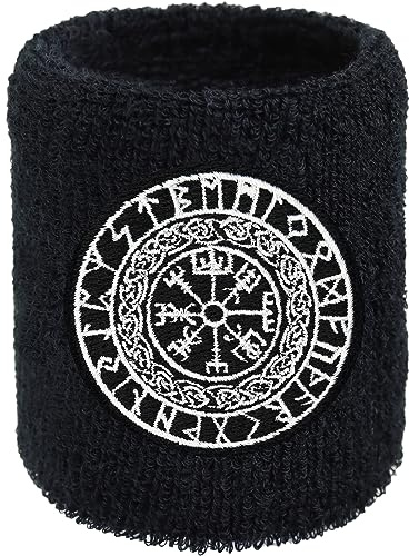 EXPRESS-STICKEREI Wikinger Armband Vegvisir Outdoor Schweißband | Wikingerkompass Wristband Geschenk Outdoor-Training | Schweiß-Armband | nordisches Symbol | nordische Runen Wegweiser