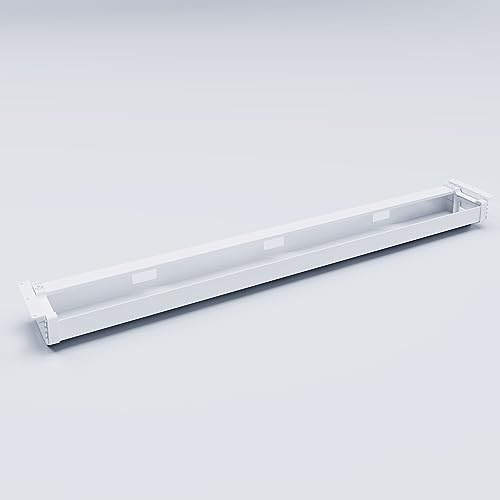 Kabelwanne Länge 120 cm für Schreibtische, Kabelkanal abklappbar zur Kabelführung unter dem Schreibtisch, Kabelschacht aus Metall (White)