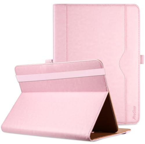 ProCase Universal Hülle für Tablet bis 10.1 Zoll Case Verstellbar Cover 9 9.7 Zoll mit Multi Blickwinkeln Kartentasche, PU Lederständer Klapphülle für 9 10 10.1 Tablet -Rosa