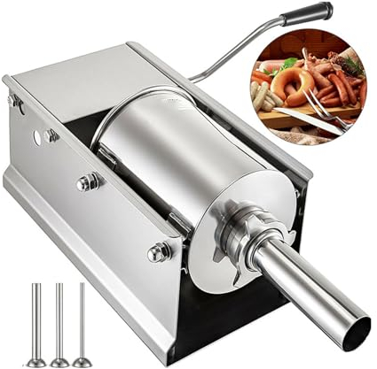 Lnlscle 5L Wurstfüller, manuelle Wurstfüllmaschine, horizontale Fleischbindemaschine aus Edelstahl, Wurstherstellungsausrüstung für den gewerblichen Heimgebrauch