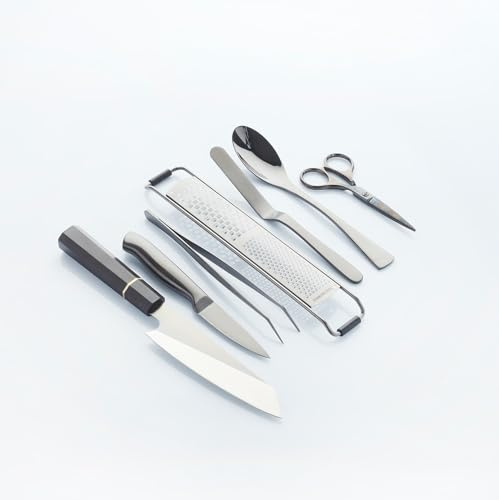 Chef Frank Haasnoot Kit de Emplatado | Set de Utensilios de Cocina | Negro | 7 accesorios de chef en estuche | Set de Cocina | Pinzas de Cocina y Cuchara para Quenelle | Pinzas para Pastelería