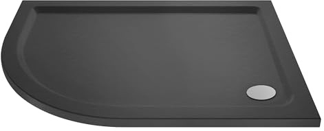 Balterley 1200 x 800 mm Offset Quadrant Shower Tray Left Hand, Slimline Shower Trays, Durable Stone Resin Base Trays for Bathroom Enclosure Cubicle, Lightweight Tray for Wetroom Showers (Slate Grey)