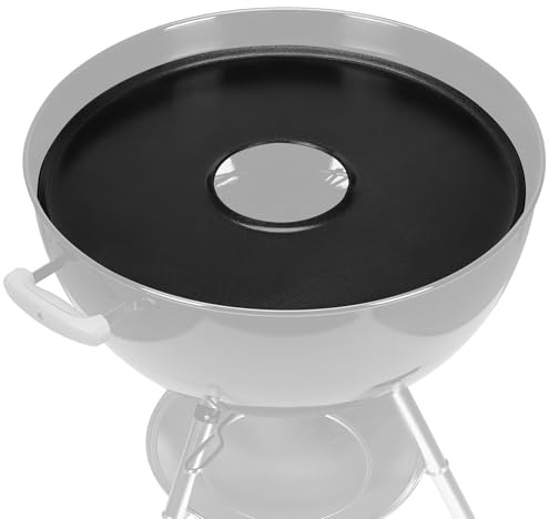 Onlyfire Stekbord i Stål med Keramisk Non-stick-beläggning för Weber och Napoleon 57 cm Runda Kolgrillar, Grillplatta med Dubbla Upphöjda Kanter för att Förhindra Oljeläckage och Flare-ups, Svart | Non-stick keramisk belagd grillinsats för utomhusgrill