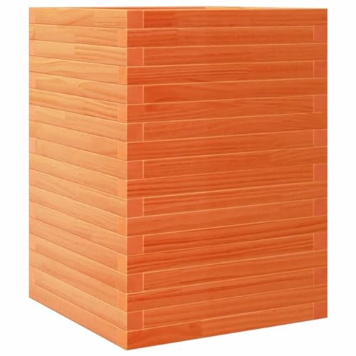 vidaXL Jardinière Cire Marron 50x50x68,5 cm Bois de pin Massif, jardinière d'extérieur, bac à Fleurs, bac à tomates, jardinière de terrasse