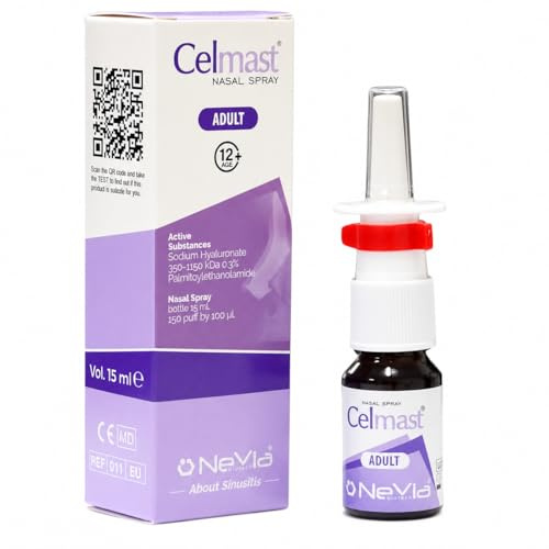 CELMAST Spray Nasal Adultos – Rinitis Vasomotora y Sinusitis | Ácido Hialurónico 0,3%, PEA, Nariz Tapada, Rinorrea 15 ml