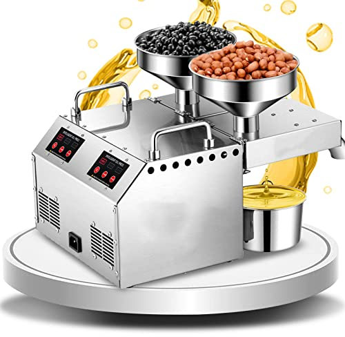 Pressa per Olio Commerciale a Caldo e Freddo, Pressa per Olio Automatica a Doppia Testa 1600 W, con Sistema Operativo a Doppia Separazione, Pressa per Olio Freddo/Caldo, per Arachidi, Semi di Sesamo