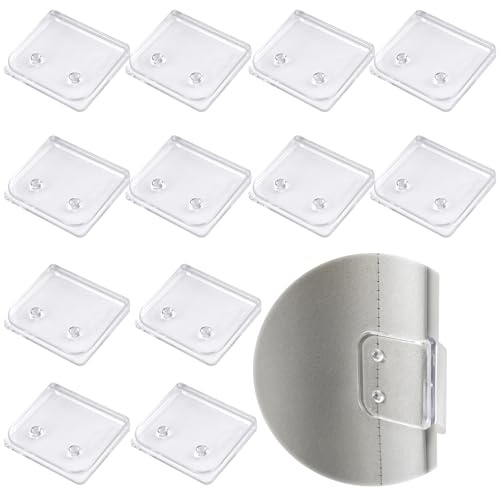 12 stycken självhäftande vindtäta duschdraperiklämmor, 5 × 4,5 × 1 cm plast självhäftande duschdraperiklämmor utan hål, vindtäta gardinklämmor, transparent gardinklämma för gardiner och sängkläder