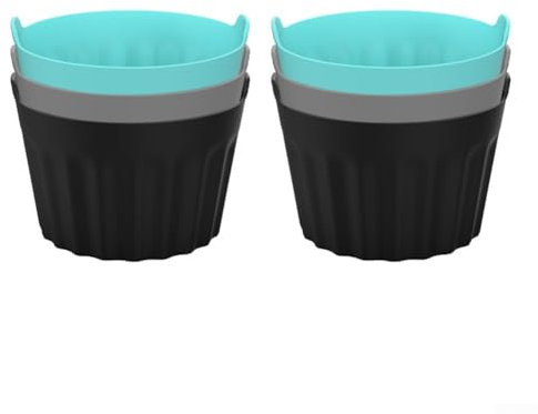 Juego de accesorios de silicona para hornear moldes para cocinar huevos para freidoras de aire, ideal para hacer panqueques y cupcakes en casa (6 piezas, negro)