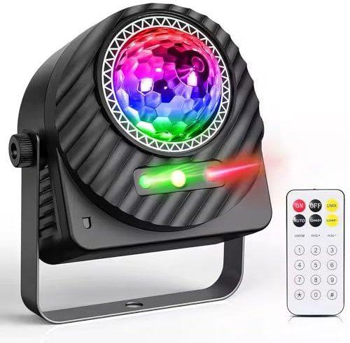 Luce da discoteca Light Party Light, luci DJ a LED RGBW 3 in 1 con palla di caleidoscopio magica, luce rossa e verde, strobo a LED, luce effetto UV, luci di fase a LED attivata dal suono per le feste