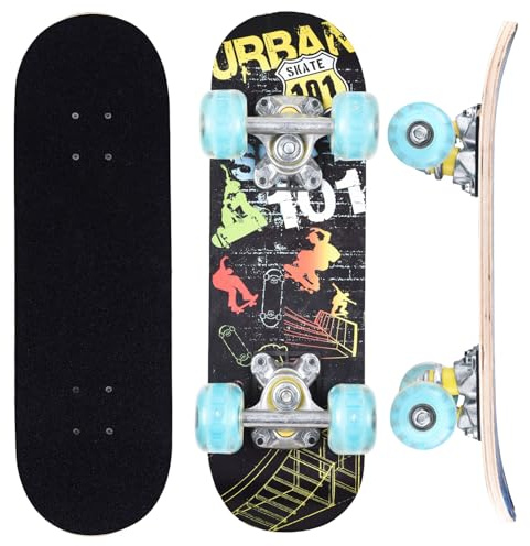 ERNAN Skateboard Completo per Principianti. Skateboard completo da 17 * 5 pollici. Double Kick Deck Concavo con 7 strati per ragazzi, ragazze (Skate)
