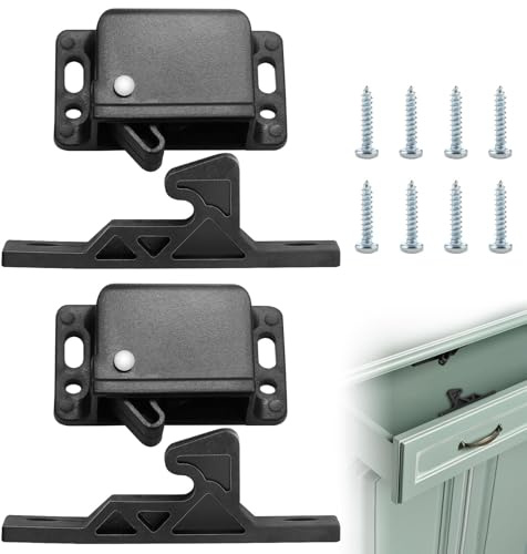 Taoduod 2 x skåpdörrlås lådlås skåpdörrlås med skruvar 4,5 kg push-to-close griplås RV-lådlås skåplådalås för kronor, skjutdörrar hemma