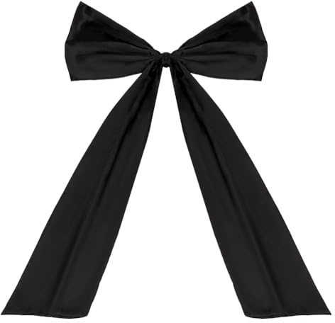 CRAFTYMELODY - Adornos para nudos grandes negros y grandes nudos gigantes de satén para decoración de tela, cinta decorativa para pared de dormitorio, suministros de globos de cumpleaños para mujeres