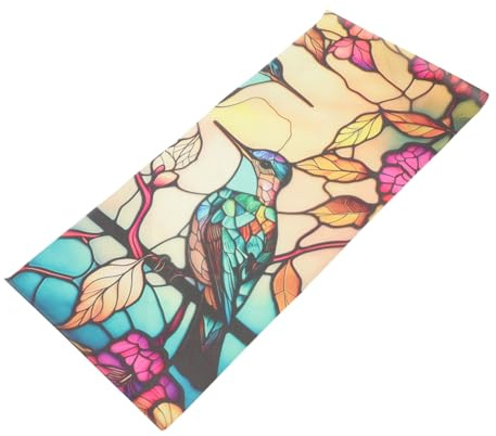Statisch Haftende Buntglasfensterfolie mit Blumen Vogel Muster aus Pvc | Wiederverwendbar und Zuschneidbar, Lichtfilterndes Design, für Hotels und Küchen, Dekorativer Fensteraufkleber