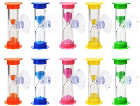 10 Stück Bunter Sanduhren Set Für Kinder 2/3 Minuten Eieruhren Set,Für Kinder Zähneputzen Küche Zuhause Spieltimer