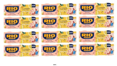 Rio Mare Tonno all'Olio d'Oliva con Limone e Pepe Nero, 12 CONF DA 65g x 3, + portachiavi italy shop service