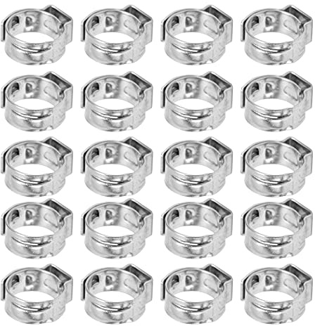 Yuecoom 20Pcs Hose Clamp Improves Ability Adjustable Double Wire Hose Clamp for Industrial 304 Stainless Steel Pipe Replacement Parts (9.6-11.3mm)
