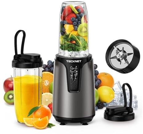 TECKNET 1000W Smoothie Maker mit 2 600ml Tragebechern