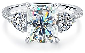 Diamantring, 3ct Moissanit förlovningsringar for kvinnor Radiant Cut D Color VVS1 vita/gröna/rosa diamantringar(White,8)