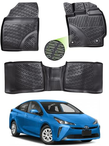 Heavy-Duty TPE Rubber Floor Mats for Toyota Prius 2009–2016 - Waterproof Non-Slip Vehicle Mats with OEM Fixing Clips - Compatible with Toyota Prius 2009-2016 - Set of 4