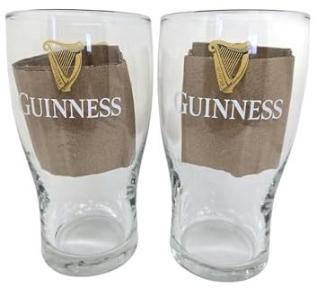 Guinness Pint Glass - 2025 Gold Sparkle Harp - Set of 2