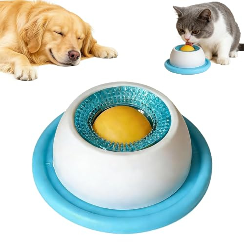 ZFFAFUR 2026 New Multi-Pet Lick Mat Bowl with Rotating Ball,Slow Feeder Interactive Toy for Dogs & Cats,Anxiety Relief & Mental Stimulation,Non-Slip, Easy to Clean