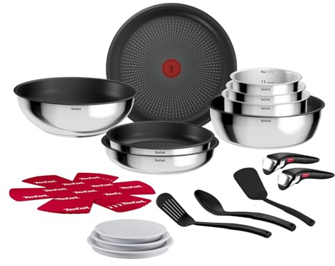 Tefal - Ingenio Comfort Max Batterie de cuisine - Antiadhésif - 20 pièces | Gain de place 70% - Poêle induction compatible four - Revêtement antiadhésif Titanium - Poignée amovible brevetée Ingenio