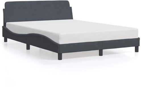 mtlskopl Polsterbett 120x200 Dover Dunkelgrau Samt - Elegantes Bettgestell mit Kopfteil und Lattenrost für Jugendzimmer und Schlafzimmer - Wellenförmiges Design Bett Ohne Matratze